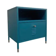 MOBITAT - Velador con Cajon Metálico Verde Petróleo