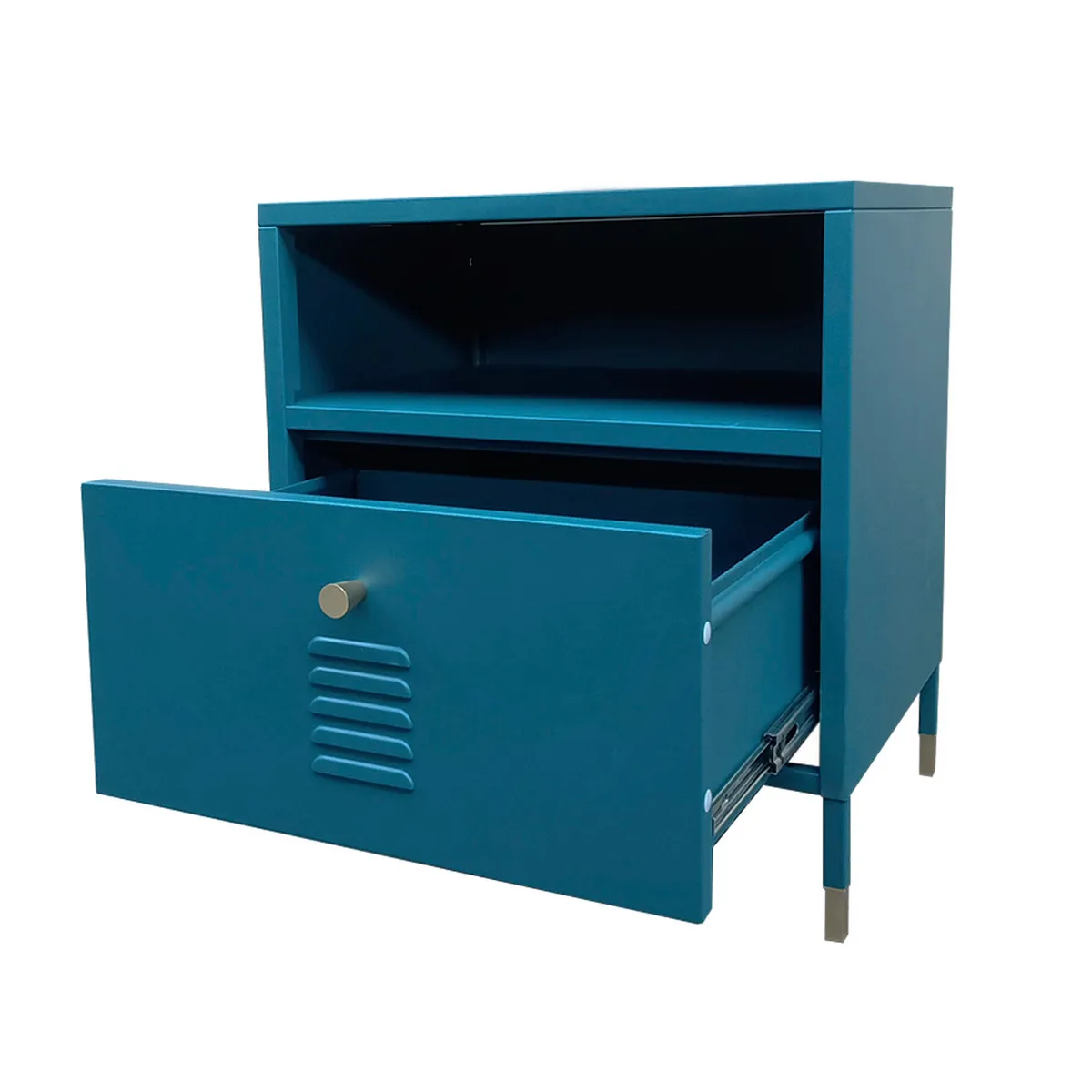 MOBITAT - Velador con Cajon Metálico Verde Petróleo