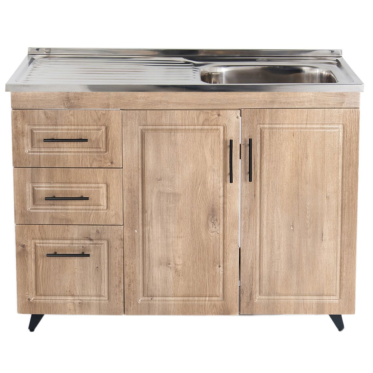 DOMSA - Kit Mueble Lavaplatos Domsa Izquierdo PVC100WI Nogal 100x50x90cm