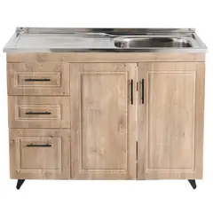DOMSA - Kit Mueble Lavaplatos Izquierdo PVC100WI Nogal 100x50x90cm