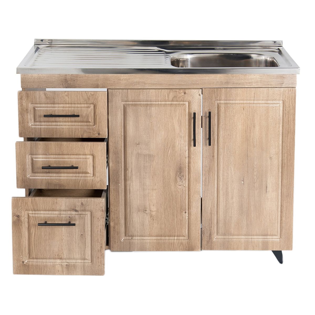 DOMSA - Kit Mueble Lavaplatos Domsa Izquierdo PVC100WI Nogal 100x50x90cm