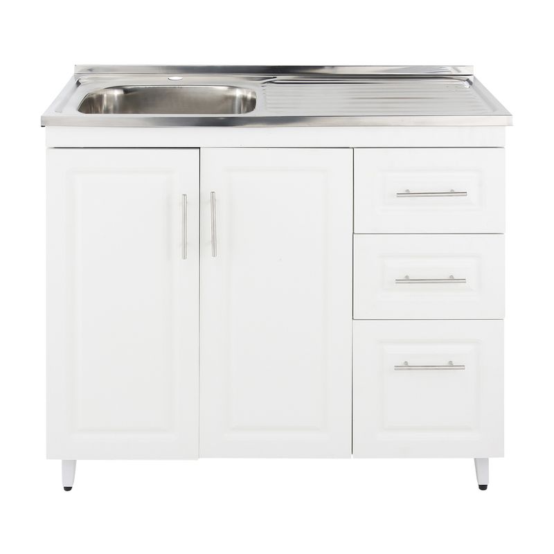 DOMSA - Kit Mueble Lavaplatos Domsa Derecho PD-100 Blanco 100x50x90cm