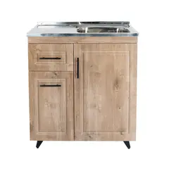 DOMSA - Kit Mueble Lavaplatos Izquierdo PVC80WI Nogal 80x50x90cm