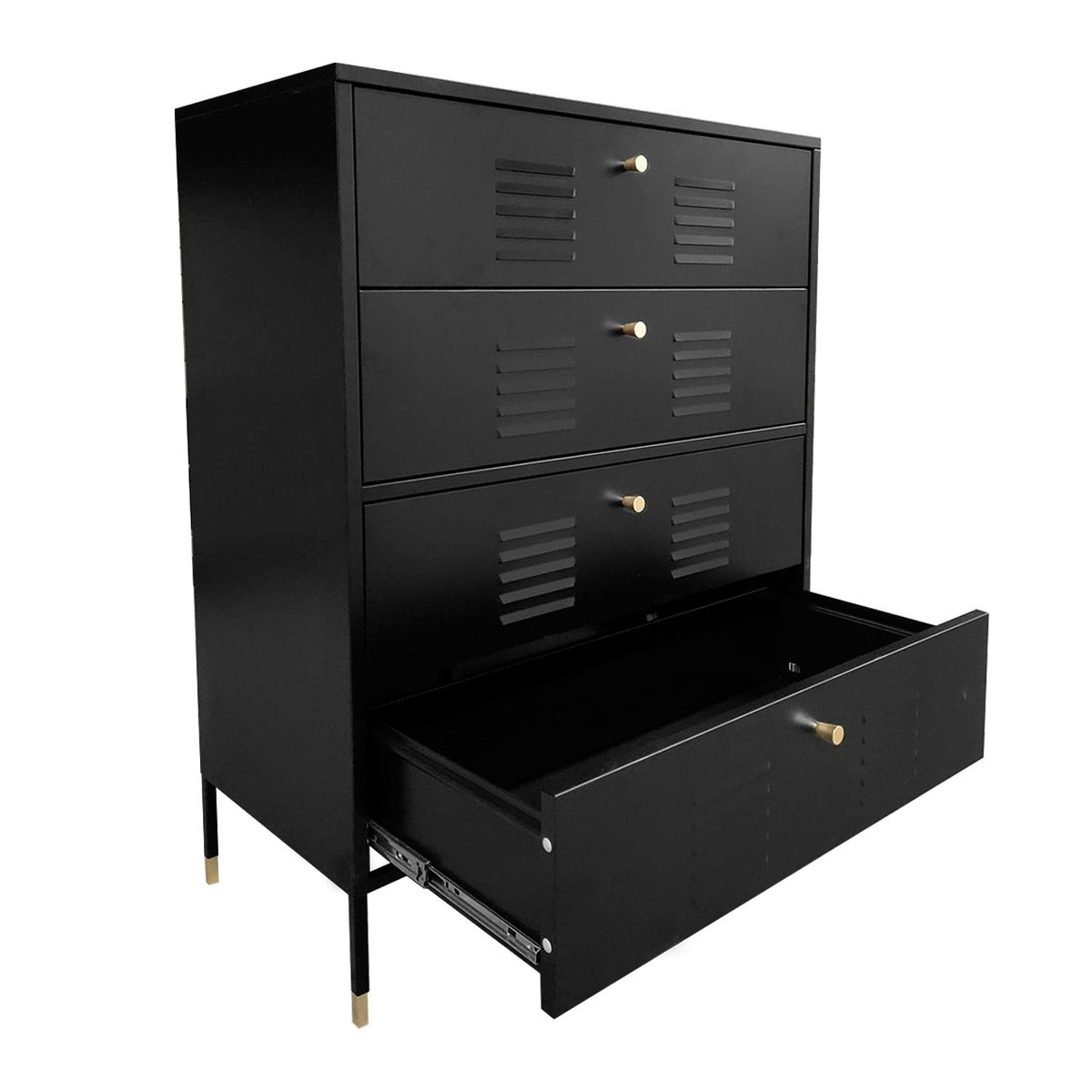 MOBITAT - Cómoda 4 cajones metálica Negra