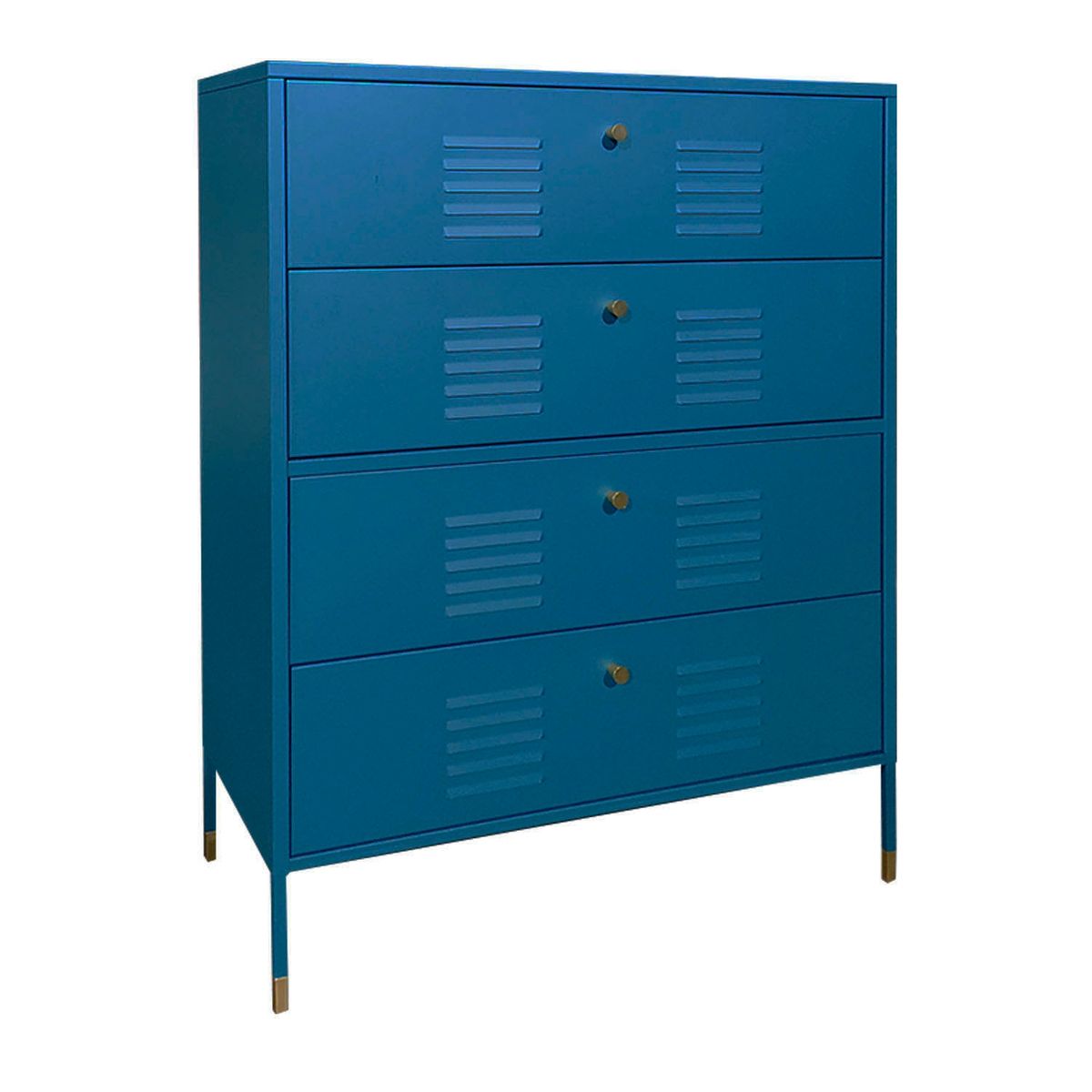 MOBITAT - Cómoda 4 cajones metálica Verde Petróleo