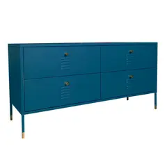 MOBITAT - Cómoda tipo Rack 4 cajones metálica Verde Petróleo
