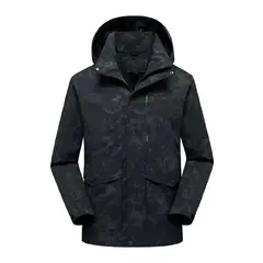 ANDESLAND OUTDOOR APPAREL - Cortaviento Impermeable Estampado Negro Hombre.-