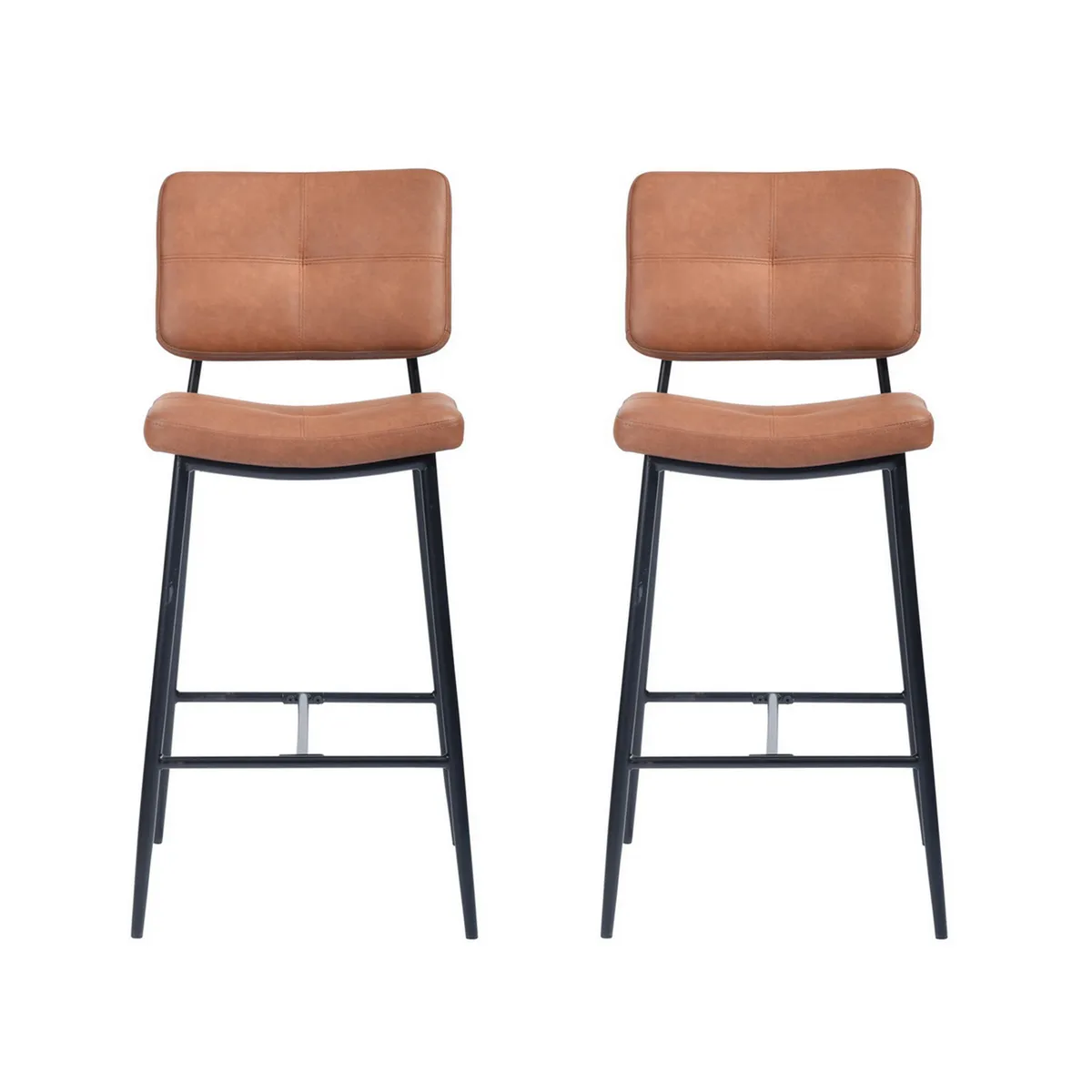 NOVAHUS - Pack 2 Pisos de Bar con Espaldar Acolchado Café