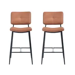 NOVAHUS - Pack 2 Pisos de Bar con Espaldar Acolchado Café