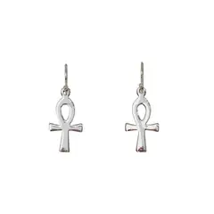 ANDREA COGGIOLA JOYAS - Aros Cruz Ankh Plana Colgante Gancho Plata Fina 925
