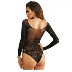 GARSIL - Elegante Body Con Encaje Y Manga Larga Tela Malla