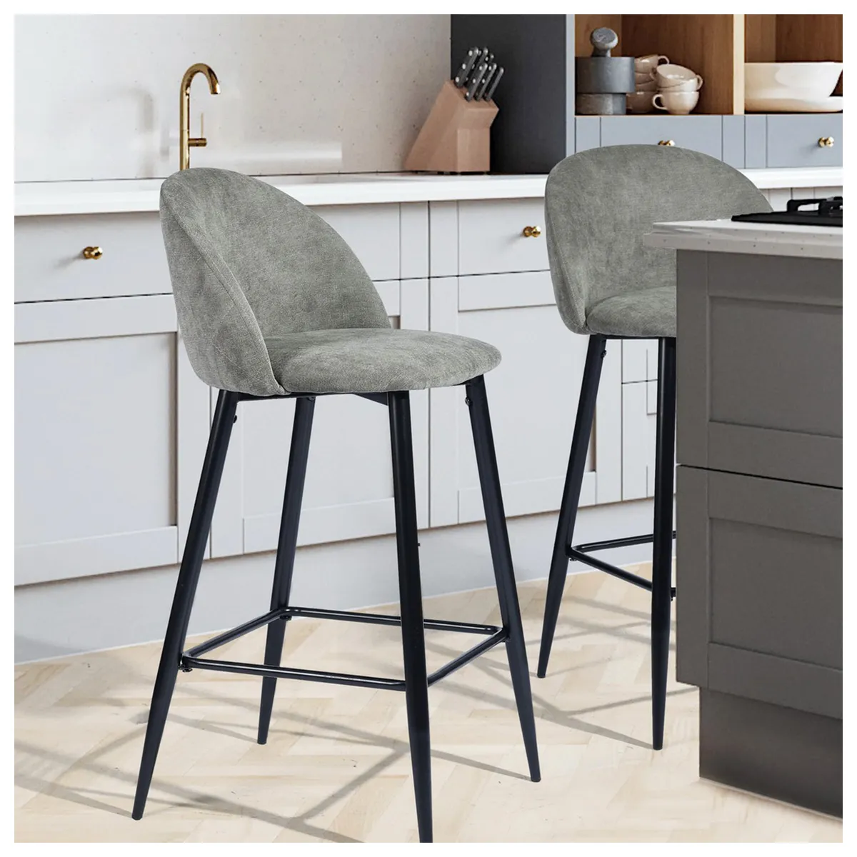 GENERICO - Pack 2 Pisos de Bar Tela Gris