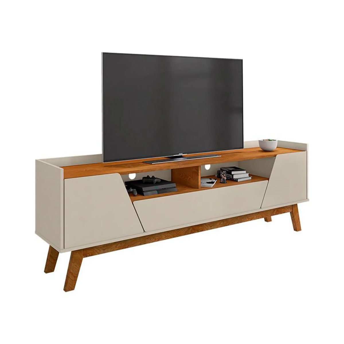 HOGA - Rack Tv 70 Florencia Gris Claro Natural