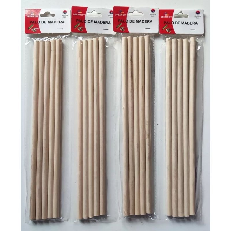 GENERICO - 4 Bolsas Palos De Maquetas/madera 30 Cm X 1 Cm 20 Unidades