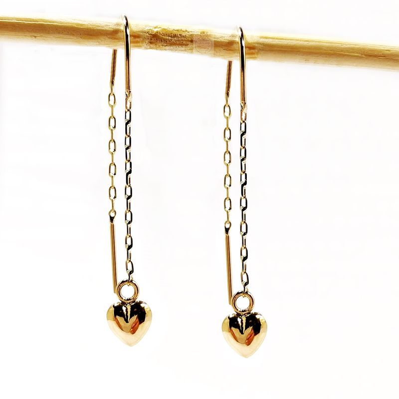 JOYAS MYTOKE - Aros Corazon Cadenita Oro 18 Kilates Mujer Novios Amor