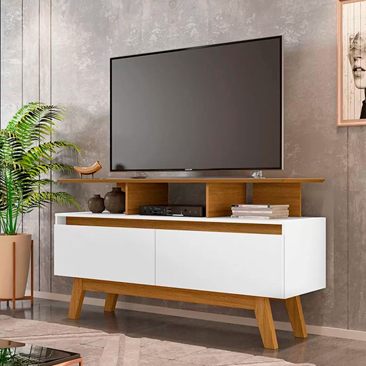 HOGA - Rack Tv 50" Rubí 1.2 Canela Blanco