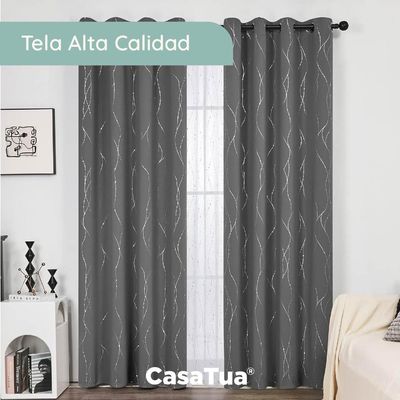 Imagen 2 del producto Cortina Blackout 95%, Son 2 Paños De 140x220cm - Gris oscuro