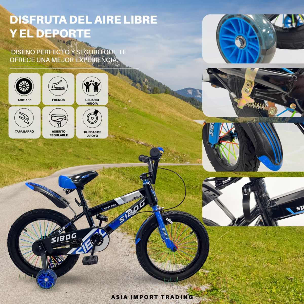 SIBOG - Bicicleta Infantil Aro 16 Azul