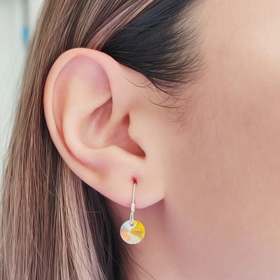 Imagen 2 del producto Aros Cristal Austríaco Aurora Boreale Colgante Plata Fina 925