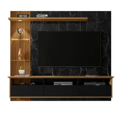 HOGA - Panel Rack Tv 60 Trend Negro Canela Marmol