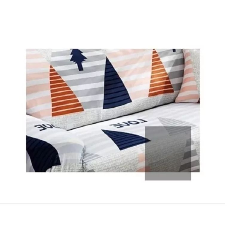 GENERICO - Set De 4 Cubre Silla Funda Cubierta Elástica Celeste Triangulos
