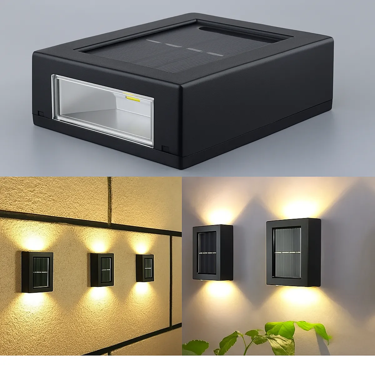 SHOP EHOME BAG - Pack 4 Focos Muro Aplique Led Solar Jardín Exterior 2 Led