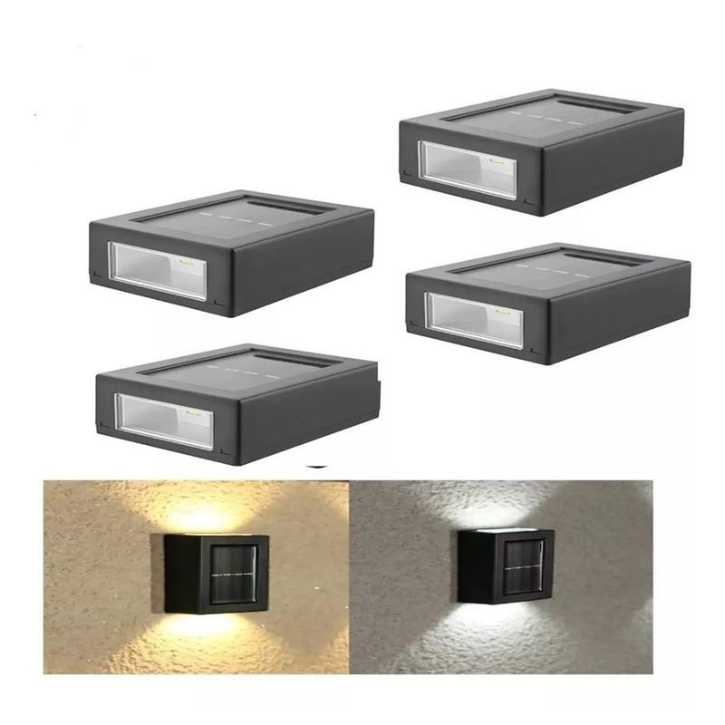 SHOP EHOME BAG - Pack 4 Focos Muro Aplique Led Solar Jardín Exterior