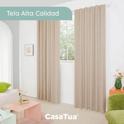 Imagen 2 del producto Cortina Blackout 95%, Son 2 Paños De 140x220cm - Beige