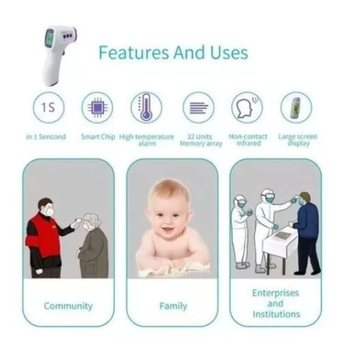 GENERICO - Pistola De Temperatura Infrarroja Digital Adulto Niño