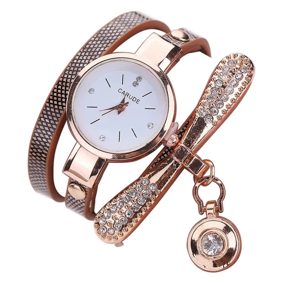 STARTECHOFFICE - Reloj de lujo Personalizado para Mujeres con Incrustaciones y Elegante Pulsera Larga