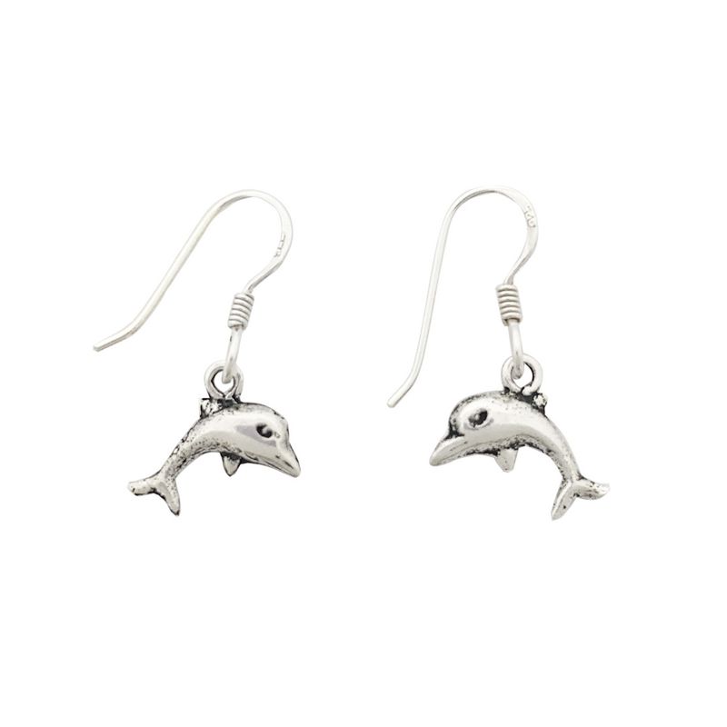 ANDREA COGGIOLA JOYAS - Aros Delfín Mini Colgante Gancho Plata Fina 925