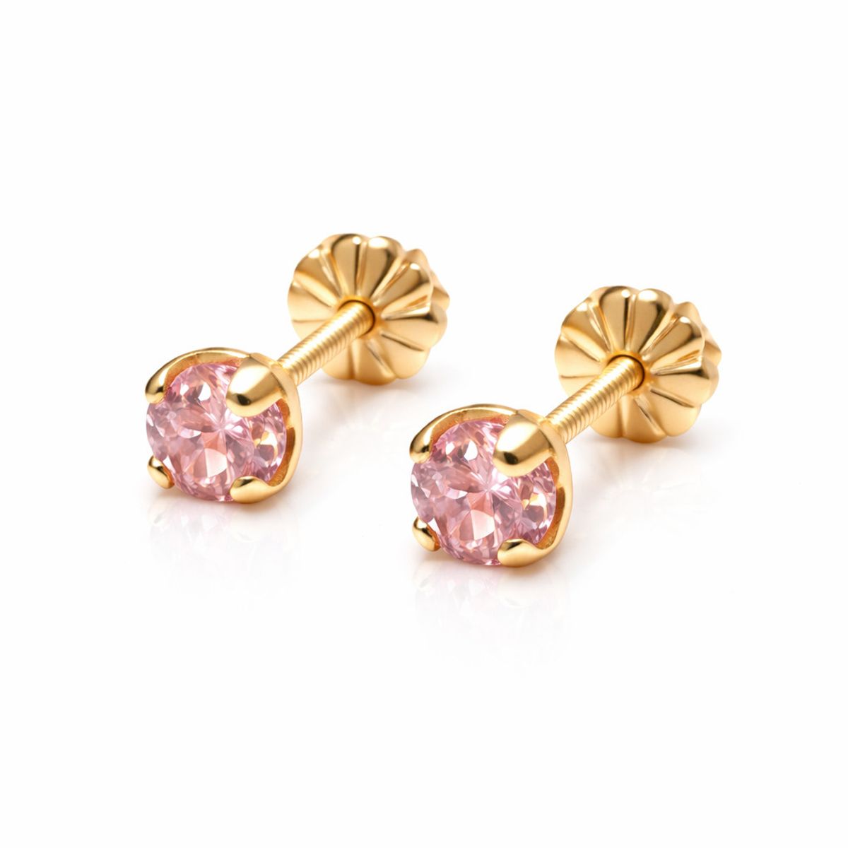 JOYAS MYTOKE - Aros Oro 18 Kilates Rosa Francia Bebe Tornillo Tope