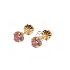 JOYAS MYTOKE - Aros Oro 18 Kilates Rosa Francia Bebe Niña Tornillo Tope