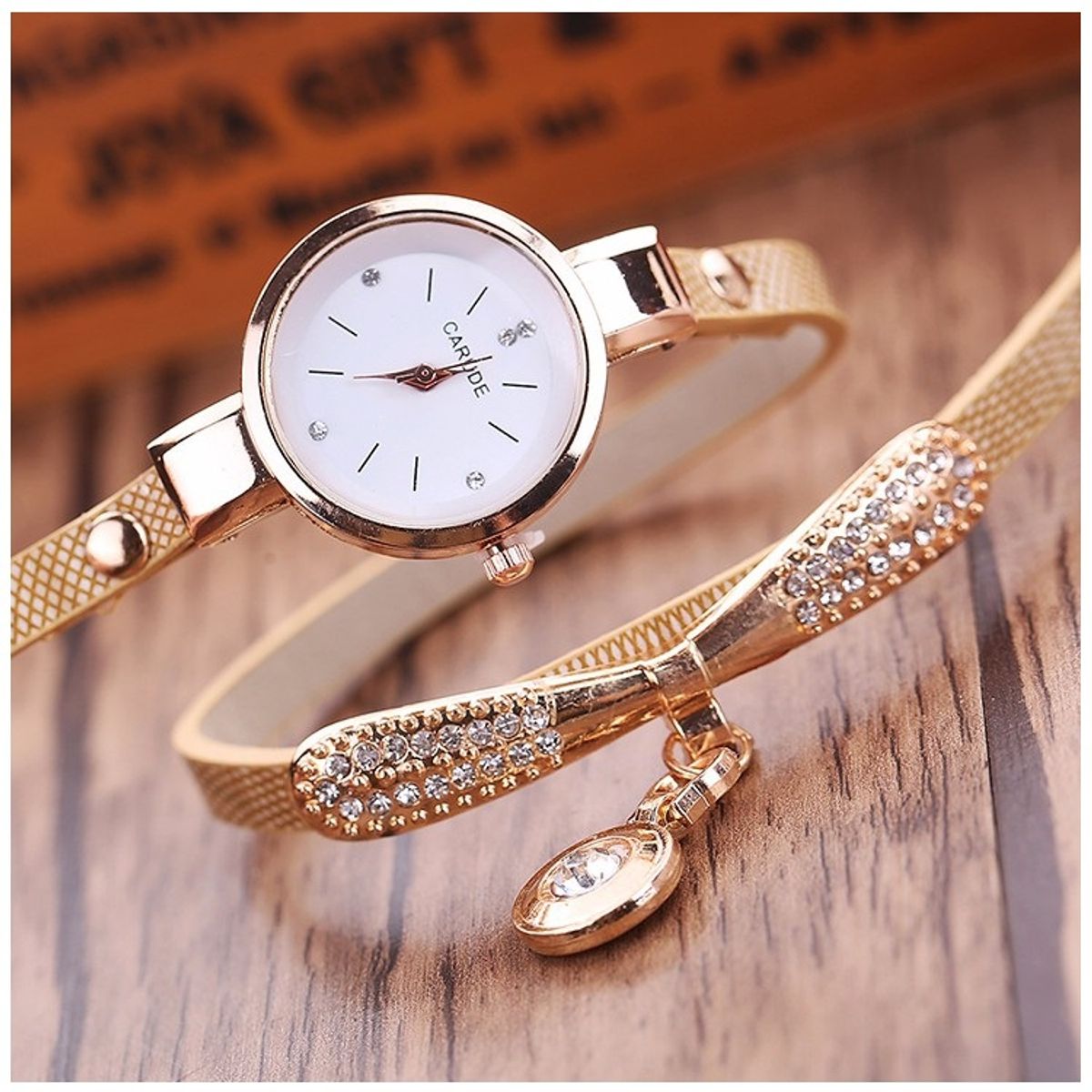 GENERICO - Reloj de lujo Personalizado para Mujeres con Incrustaciones y Pulsera