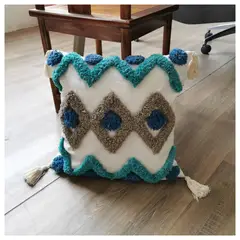 COMPRAPO - Set X 2 Fundas para Cojín Boho Chic Algodón Crudo y Calipso 45x45 cm