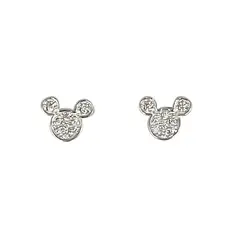 ANDREA COGGIOLA JOYAS - Aros Mini Ratón Circón Blanco Plata Fina 925