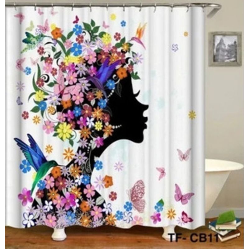 GENERICO - CORTINA DE TELA IMPERMEABLE CON DISEñO 180X180 CM