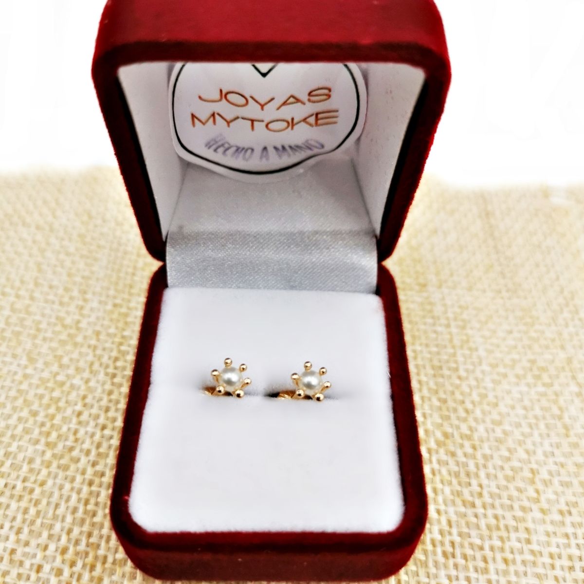 JOYAS MYTOKE - Aros Bebe Perla Cultivada Pistilo Oro 18 Kilates Garantizados