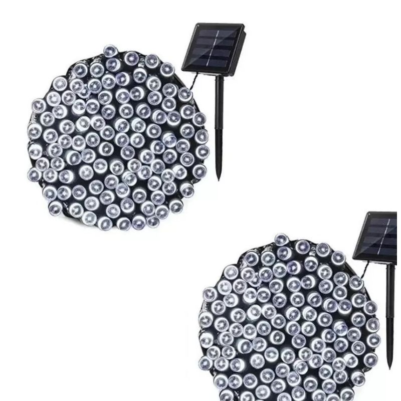 GENERICO - Pack X2 Luces Solares Navidad Guirnalda 30Metros 300 Led Blanca