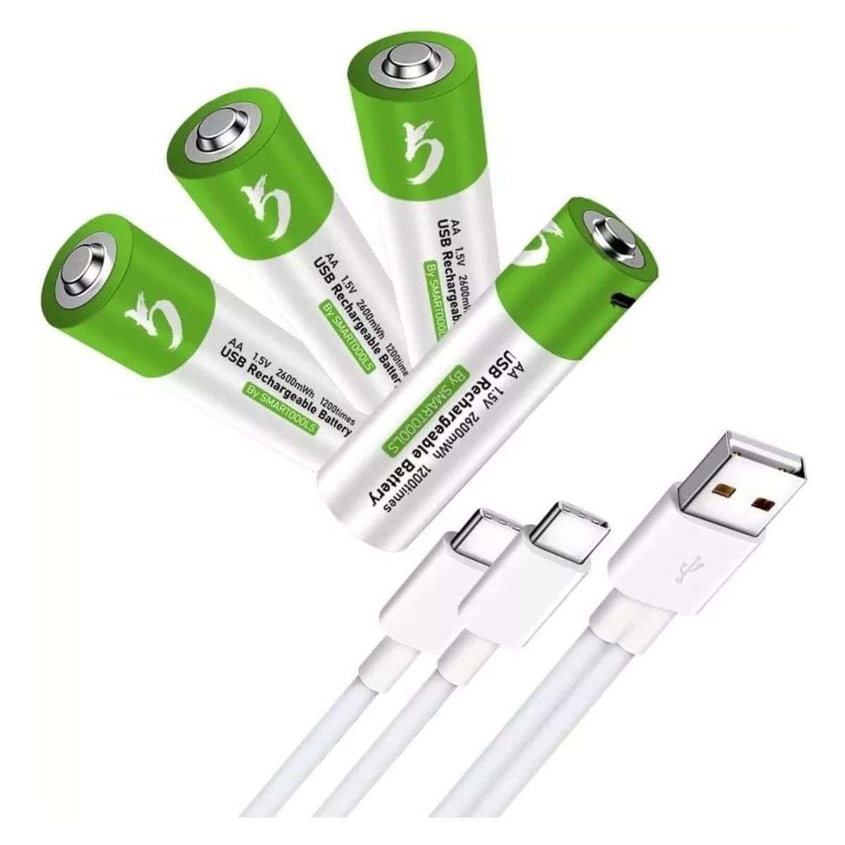 GENERICO - Pack 4 Pilas Aa Ion Litio Recargables Usb.