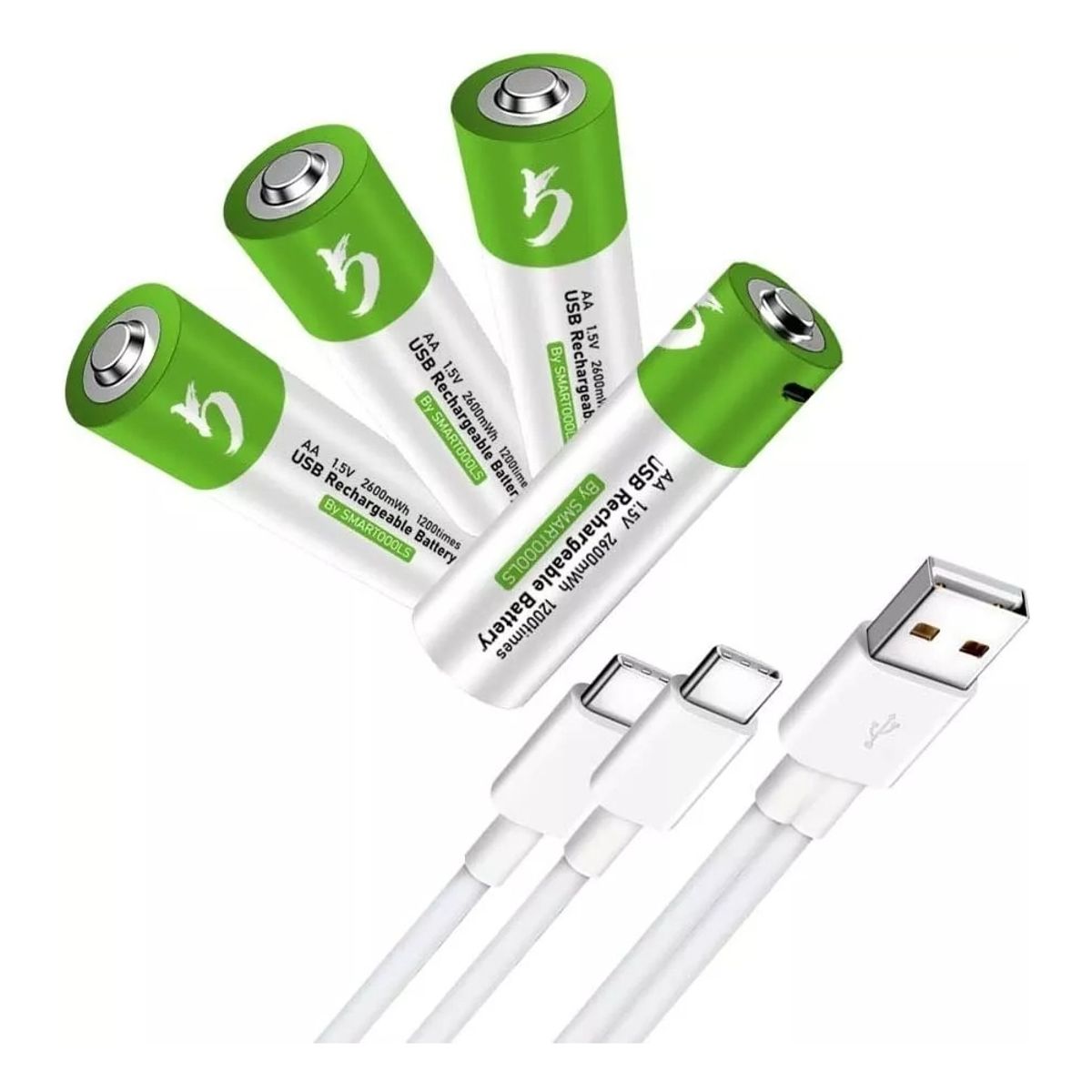 GENERICO - Pack 4 Pilas Aa Ion Litio Recargables Usb.