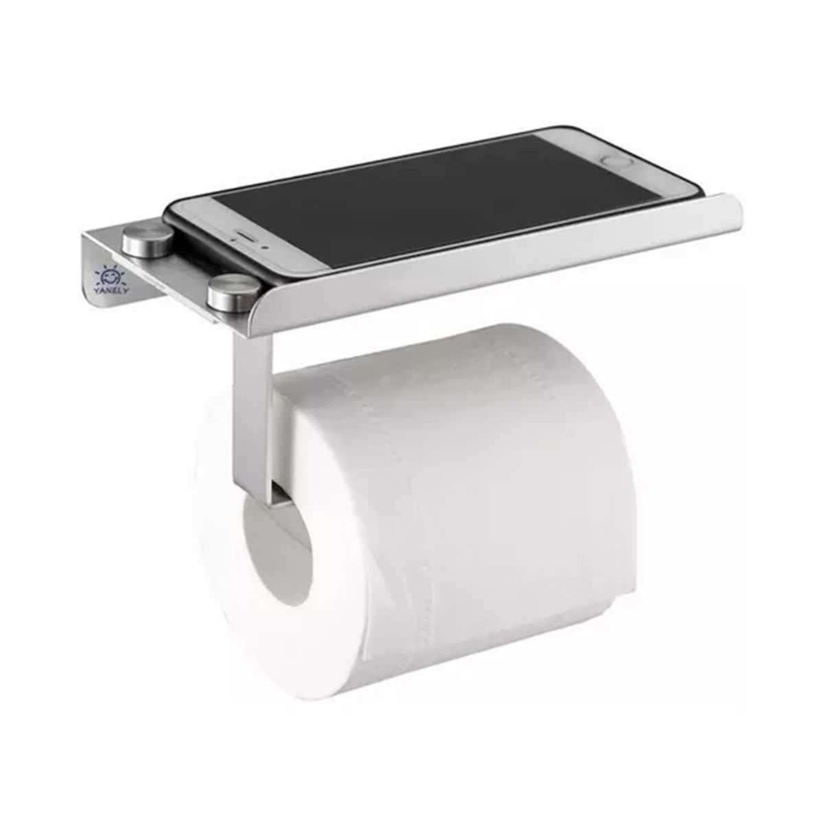 GENERICO - Porta Papel Higiénico Plateado Con Estante Plata