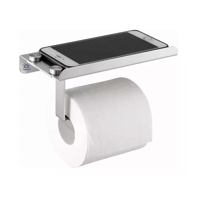 GENERICO - Porta Papel Higiénico Plateado Con Estante