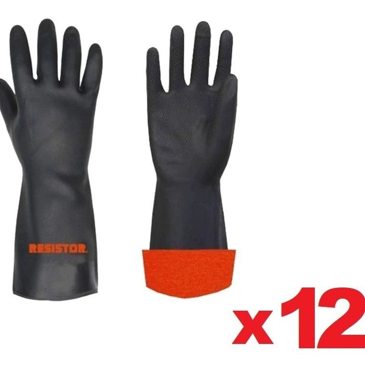 GENERICO - Guante Albañil Reforzado Pack 12 Pares Negro-naranjo