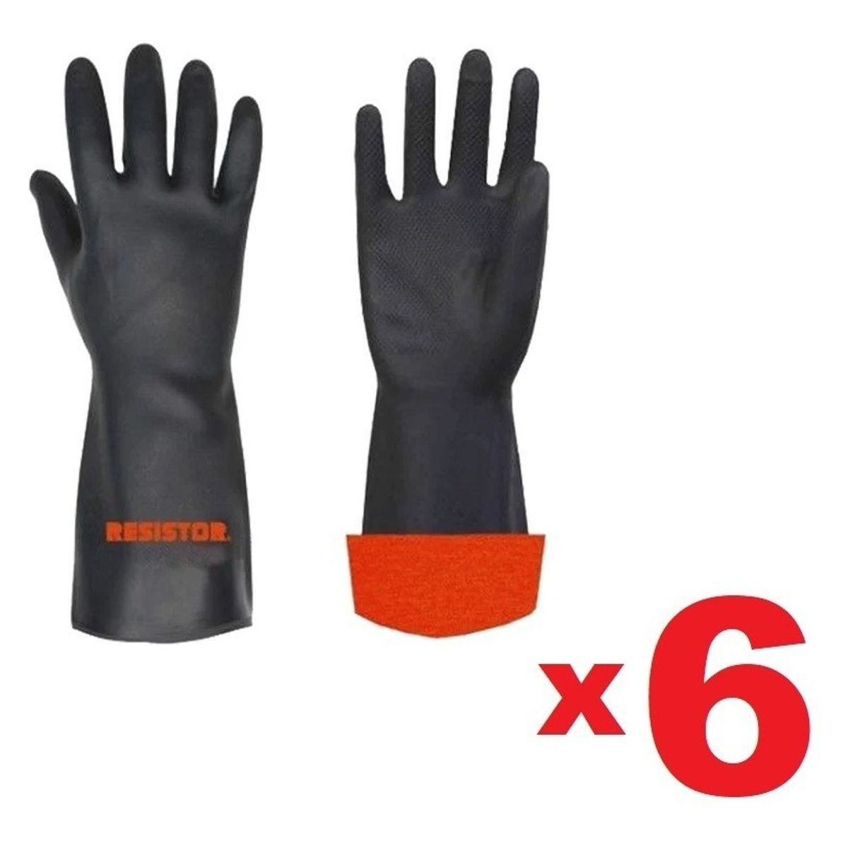 GENERICO - Guante Albañil Reforzado Pack 6 Pares Negro-naranjo