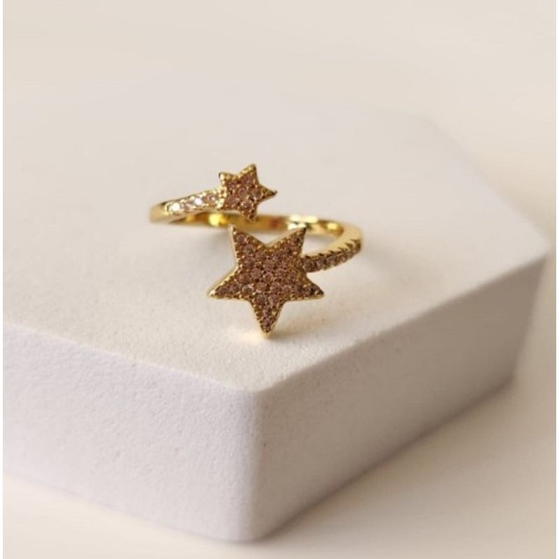 GENERICO - Anillo DOUBLE STAR Baño de Oro 18K