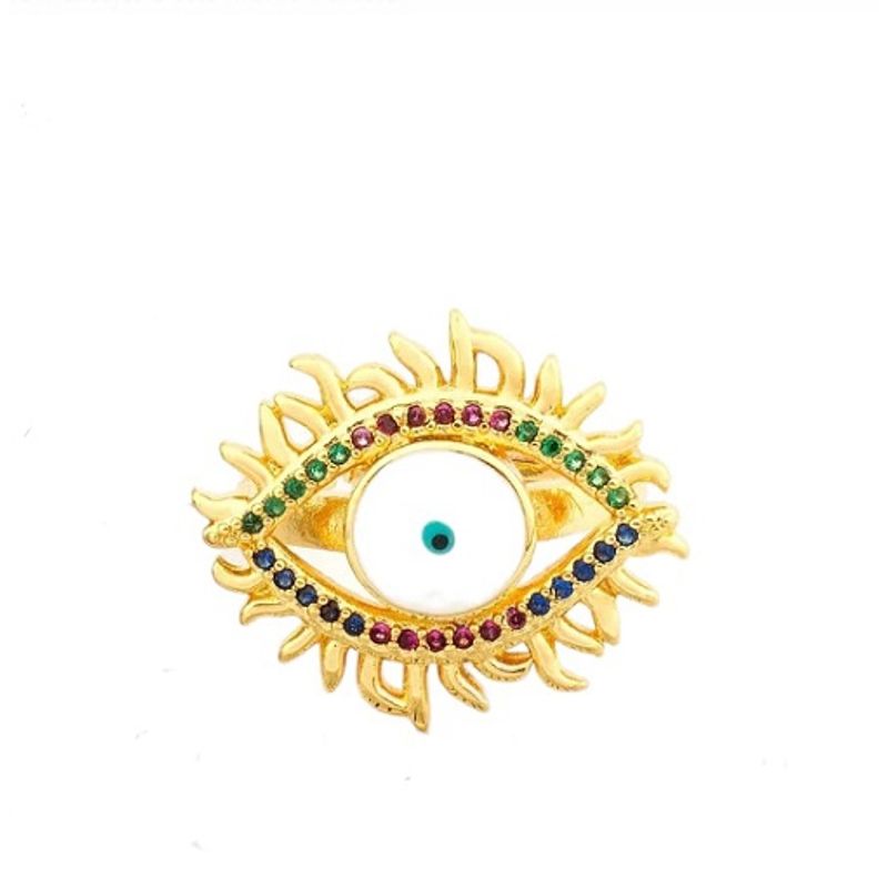GENERICO - Anillo Rainbow Eye Baño de Oro 18K