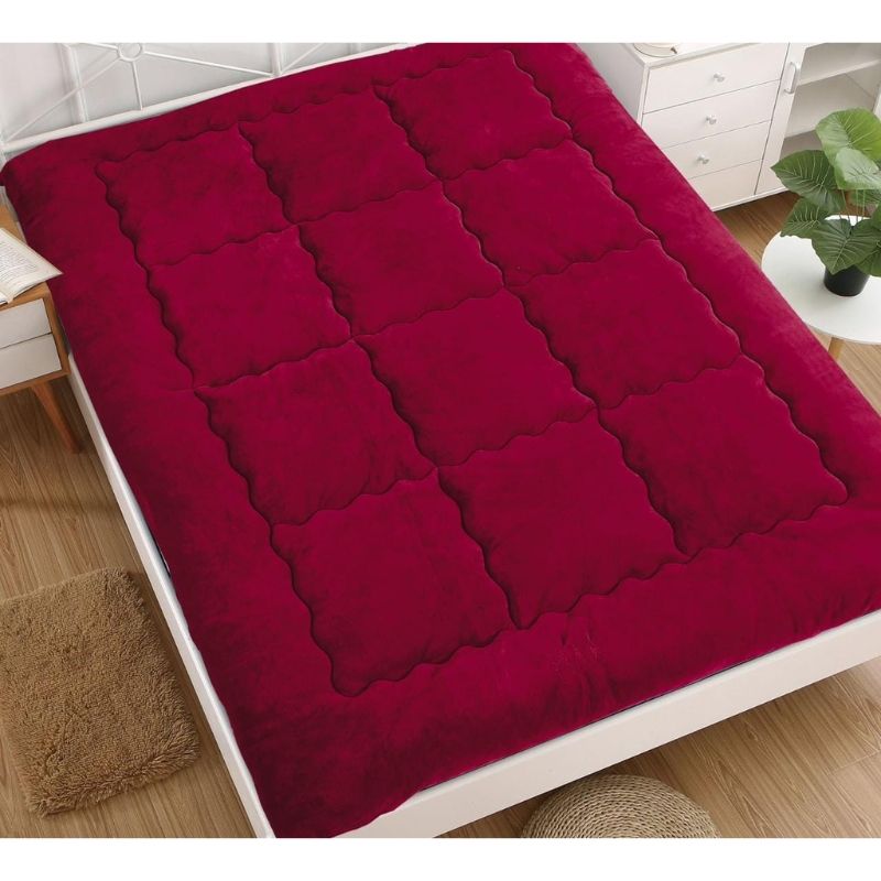 GENERICO - Cubrecolchon Acolchado Ultra Grueso Y Suave King 180 x 200 Burdeo