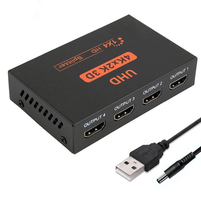 GENERICO - Splitter Hdmi 1x4 4k Uhd Activo 4 Salidas Amplificador 3d