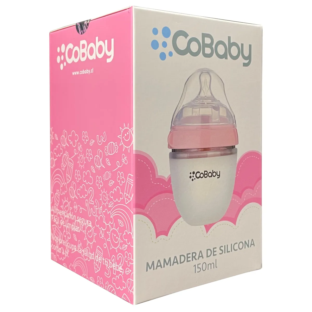 COBABY - MAMADERA SILICONA FLEXIBLE COBABY 150ml ROSA
